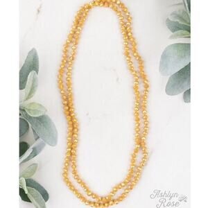 The Essential 60 inch Double Wrap Beaded Necklace Mustard Yellow 8MM